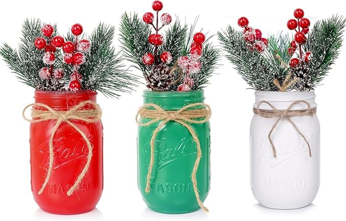 CNVOILA Christmas Centerpiece 3PC Set: Mason